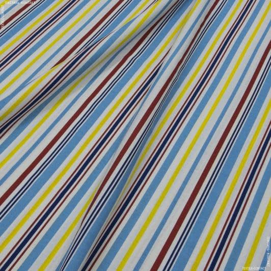 Ткани все ткани - Декоративная ткань лонета Крайон полоса красная, желтая, синяя