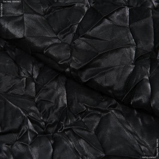 Ткани для платьев - Плательный атлас Модисат креш черный