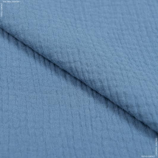 Ткани для сорочек и пижам - Плательный муслин серо-синий