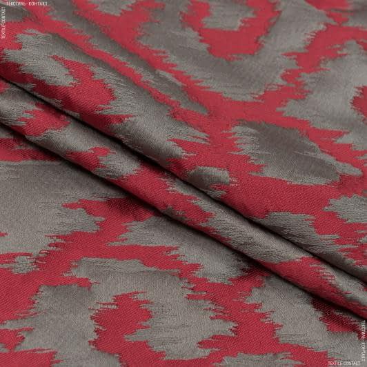 Ткани все ткани - Декоративная ткань Камила красный,т.беж-серый