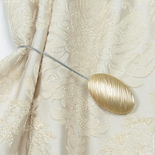 Ткани для декора - Магнитный подхват овал матовое золото 55*35 мм на тросике (1 шт)