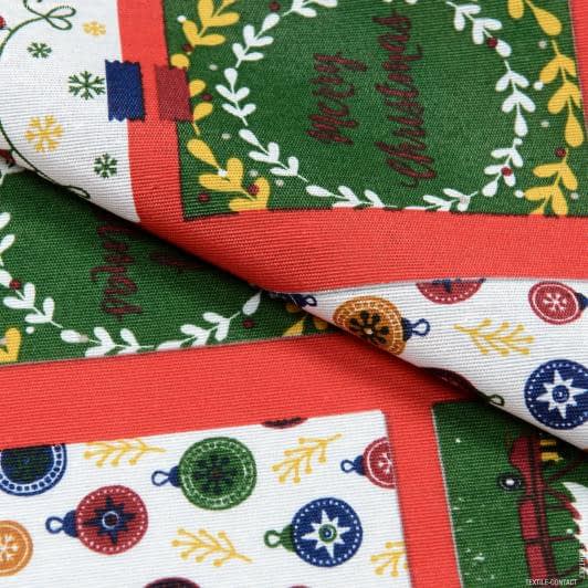 Ткани для декора - Новогодняя ткань лонета Открытки фон красный