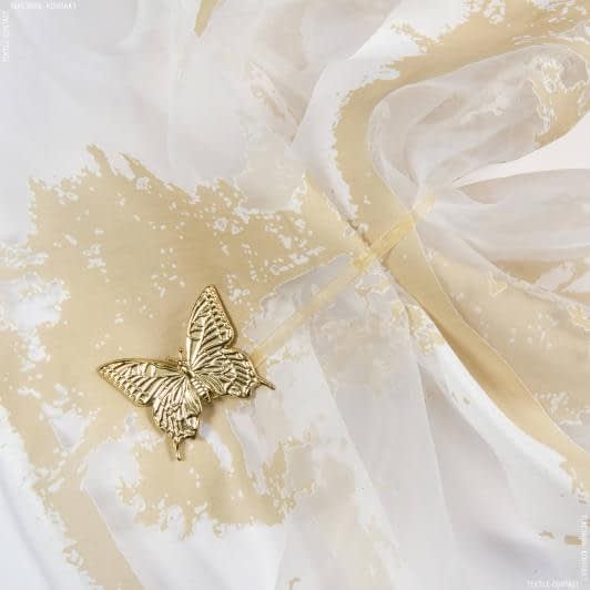 Ткани фурнитура для декора - Магнитный подхват Бабочка на тесьме золото блестящее