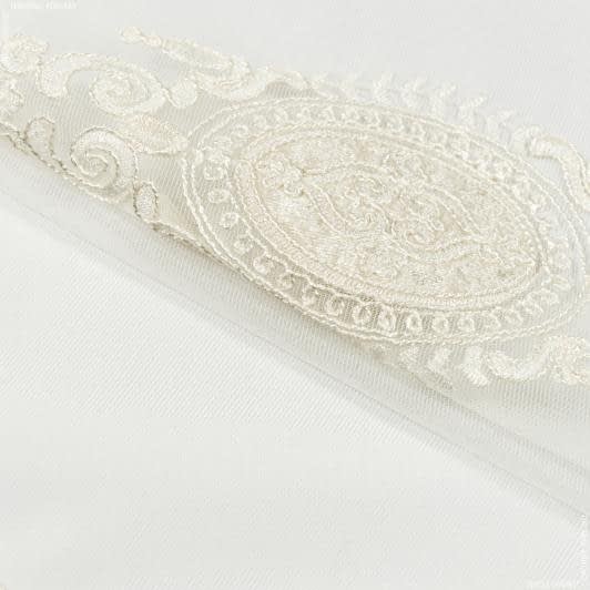 Ткани для декора - Тюль вышивка Фемида молночный с фестоном