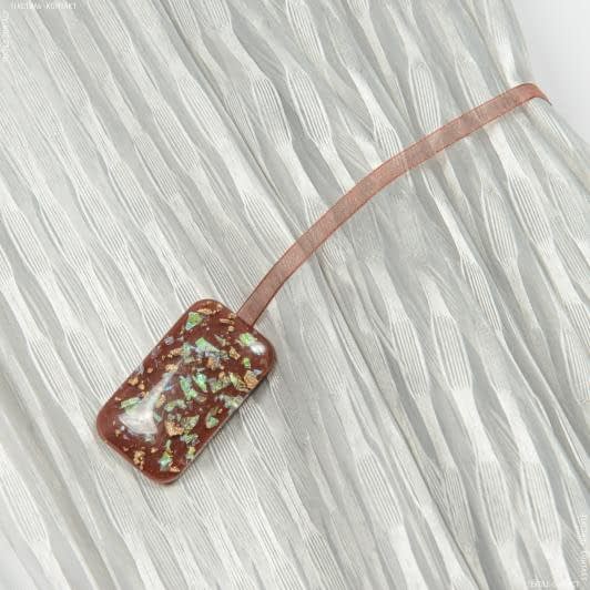 Ткани фурнитура для декора - Магнитный подхват Танго на тесьме коричневый 55х30 мм
