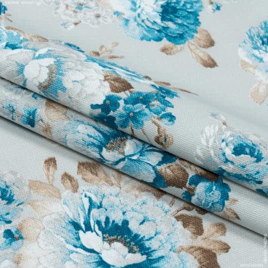 Ткани для римских штор - Декоративная ткань панама Акил цветы фон серый