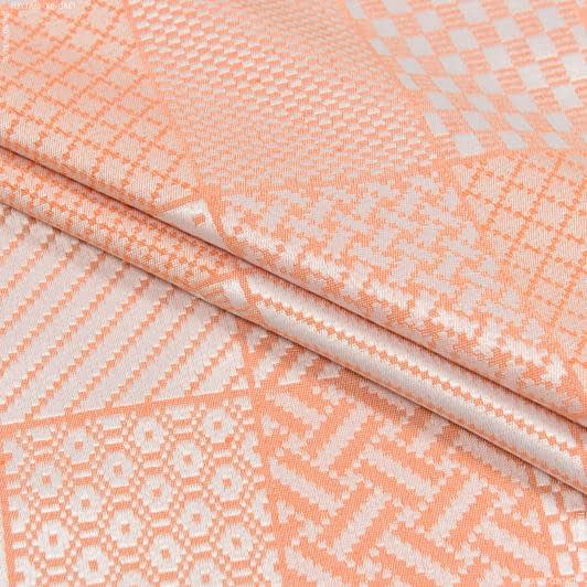 Ткани для римских штор - Скатертная ткань жаккард Джанас  оранжевый СТОК