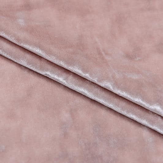 Ткани для одежды - Бархат стрейч кристалл розово-бежевый