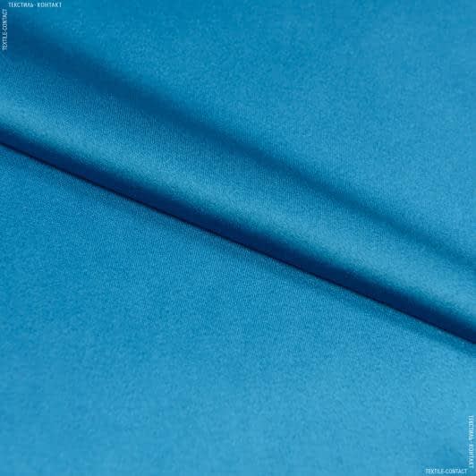 Ткани для сорочек и пижам - Атлас шелк стрейч темно-голубой