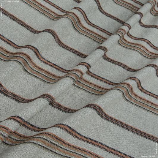 Ткани портьерные ткани - Декоративная ткань Сакс акрис полоса бежевая, оранжевая, т.коричневая