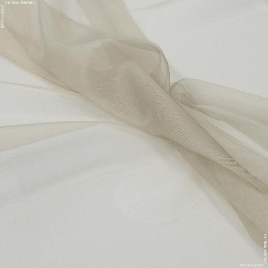 Ткани для декора - Тюль микросетка Блеск бежевая с утяжелителем