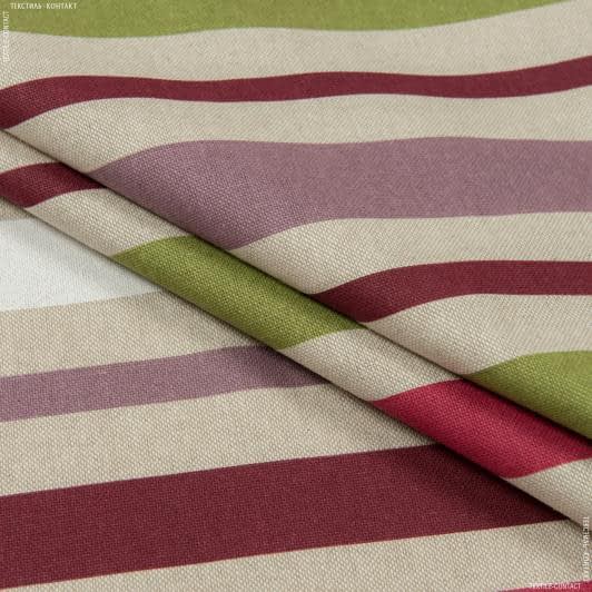 Ткани для римских штор - Декоративная ткань Ярма полоса фуксия, натуральний