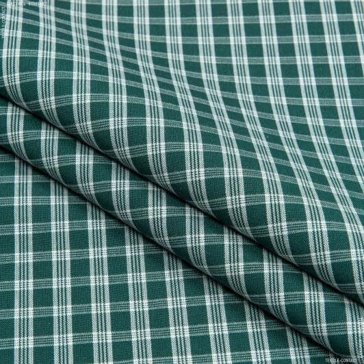 Ткани портьерные ткани - Декоративная ткань Рустикана клеточка т.зеленая