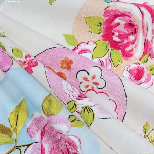 Ткани портьерные ткани - Декоративная ткань Сатсуко св.бежевый, розовый, голубой