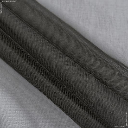 Ткани для декора - Тюль сетка Микро нет т.коричневая с утяжелителем