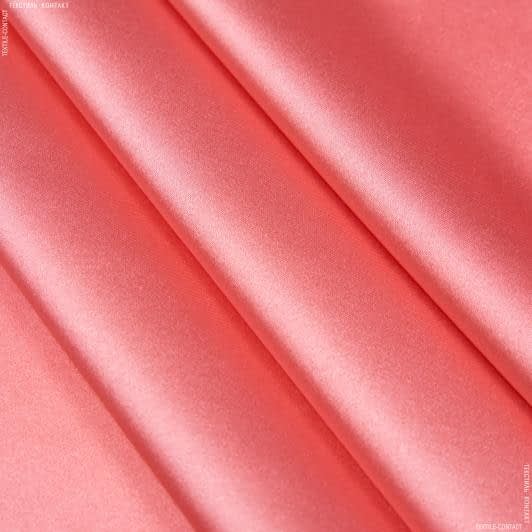 Ткани для сорочек и пижам - Атлас шелк стрейч розово-коралловый