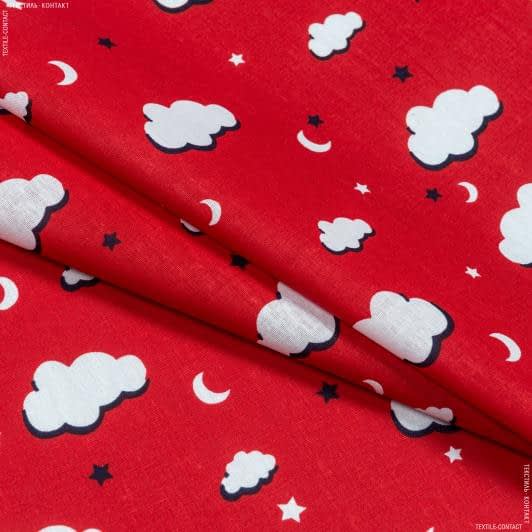 Ткани для детского постельного белья - Бязь набивная тучки красные