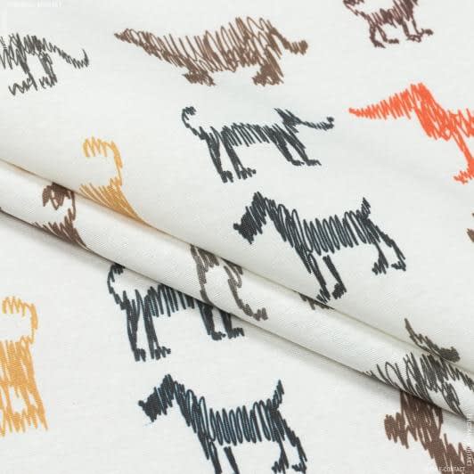 Тканини портьєрні тканини - Декоративна тканина лонета Собачки кольорові