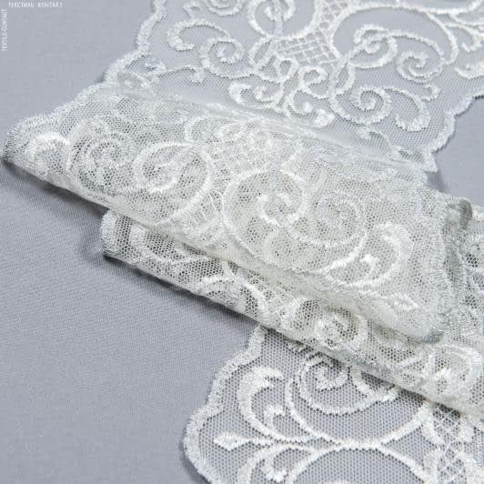 Ткани для рукоделия - Декоративное кружево Ливия молочный, серебро 16 см молочный, серебро