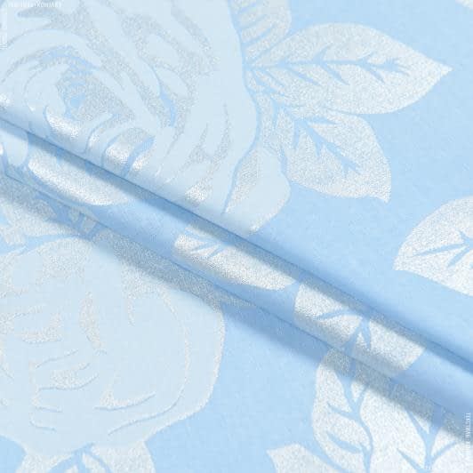 Тканини для подушок - Тік напірниковий набивний троянда блакитний / срібло