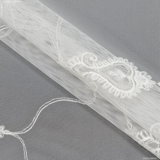 Ткани для декора - Тюль сетка вышивка Баронесса цвет кремовый
