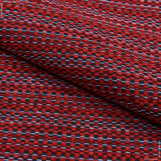 Ткани для мебели - Шенилл рогожка Берна красный, бордо, черный