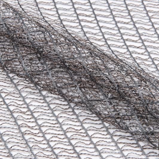 Ткани для рукоделия - Тюль сетка Толмия серо-бежевая с утяжелителем