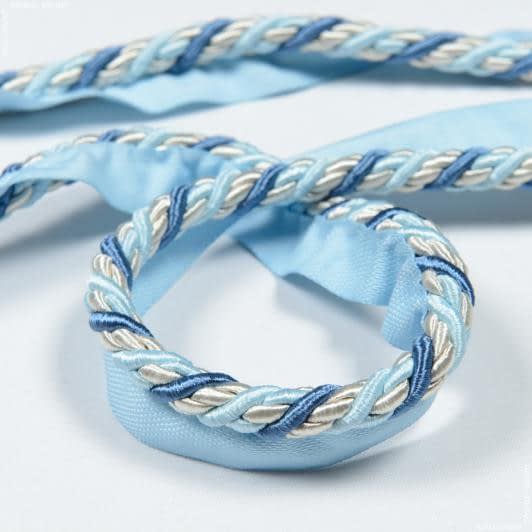 Тканини фурнітура для декора - Шнур окантувальний Корді колір бежевий, блакитний, синій 10 мм