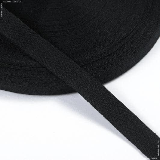 Ткани тесьма - Декоративная киперная лента елочка черная15 мм