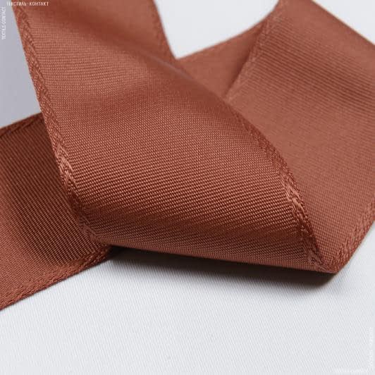 Ткани фурнитура для декора - Репсовая лента Елочка Глед  цвет терракот 65 мм