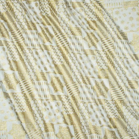 Ткани для скрапбукинга - Новогодняя ткань Шивери цвет золото