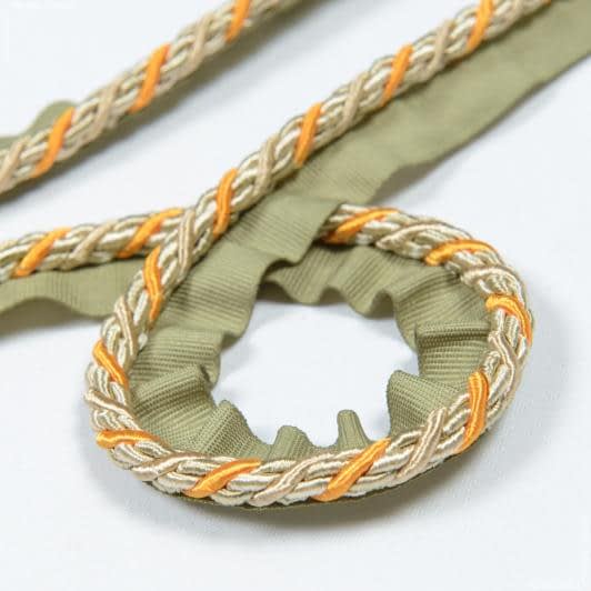 Ткани фурнитура для декора - Шнур окантовочный Корди цвет св.оливка, оранж, бежевый 7 мм