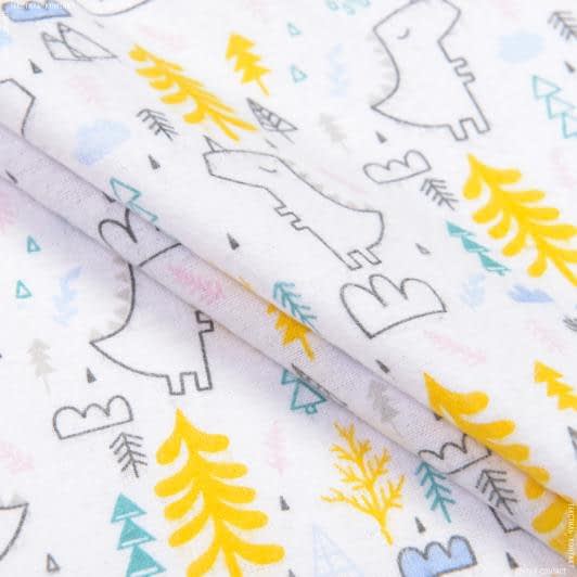 Ткани для сорочек и пижам - Фланель белоземельная детская единорог