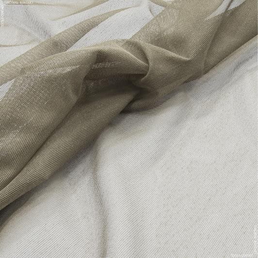 Ткани для рукоделия - Тюль сетка Крафт цвет мокко с утяжелителем
