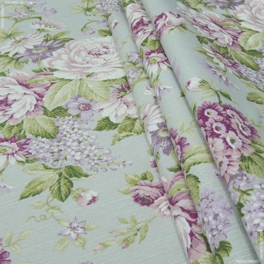 Ткани для декора - Декоративная ткань Саймул Милтон цветы лиловые фон серый