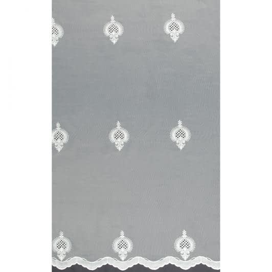 Ткани horeca - Тюль сетка вышивка Франческа белая с фестоном