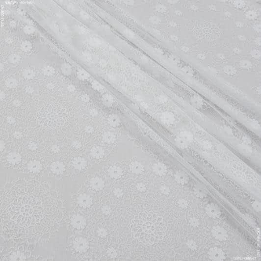 Ткани для декора - Гардинное полотно / гипюр  Мирабелла белый