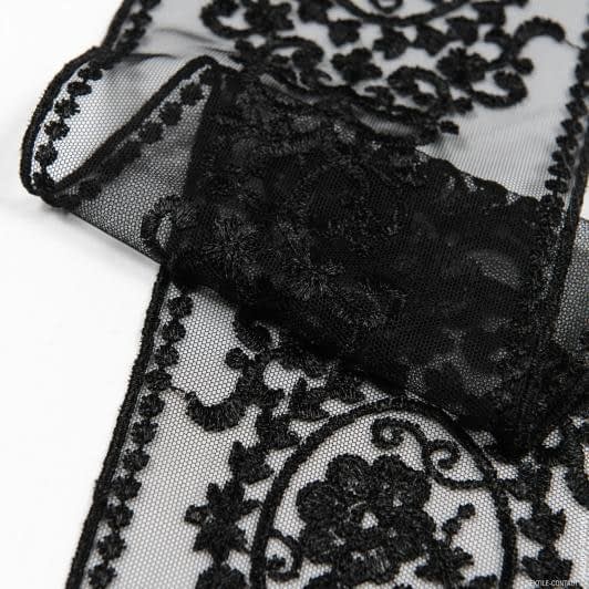 Ткани фурнитура для декора - Декоративное кружево Дакия черный 12 см