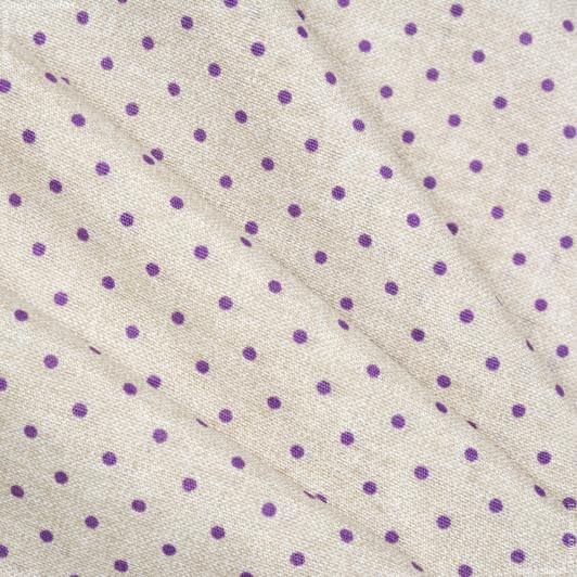 Ткани для римских штор - Декоративная ткань панама Горох бежевый, фиолетовый