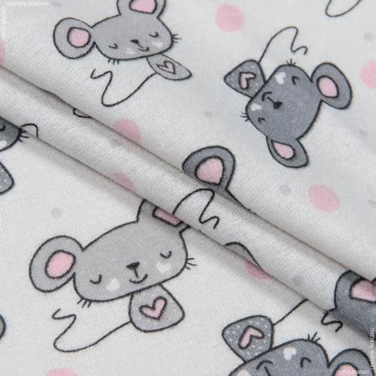 Ткани для сорочек и пижам - Фланель детская белоземельная мышенята