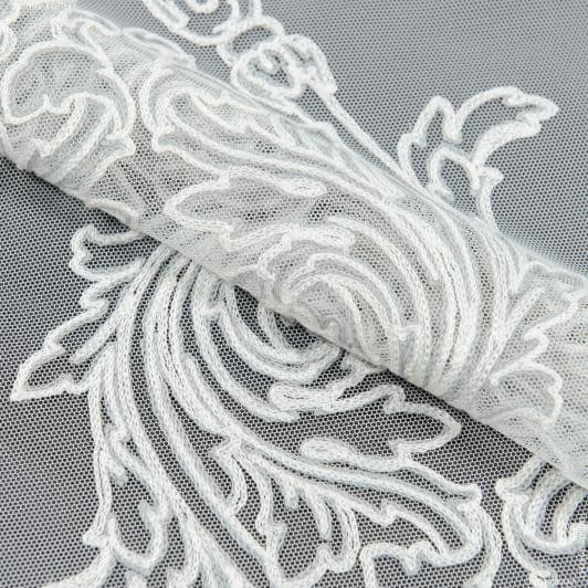 Ткани для декора - Тюль сетка вышивка Залина молочная, серый