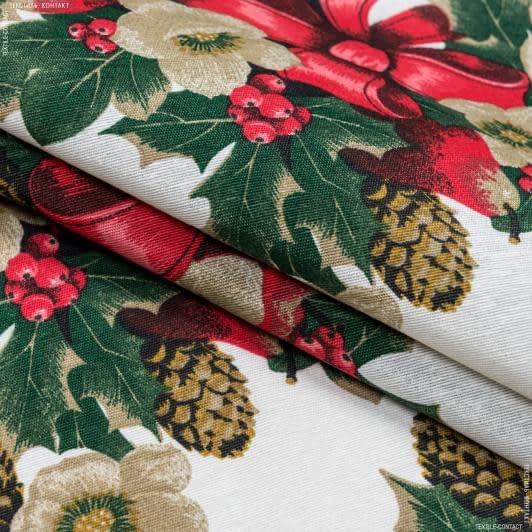 Ткани для рукоделия - Декоративная новогодняя ткань Рождественник фон молочный