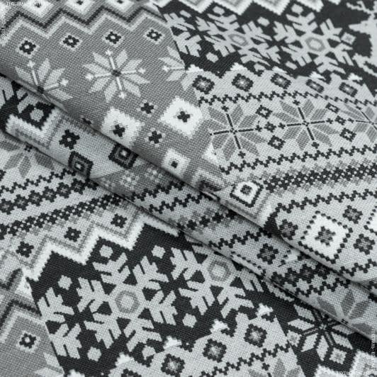 Ткани для римских штор - Новогодняя ткань Скотланд олени серый
