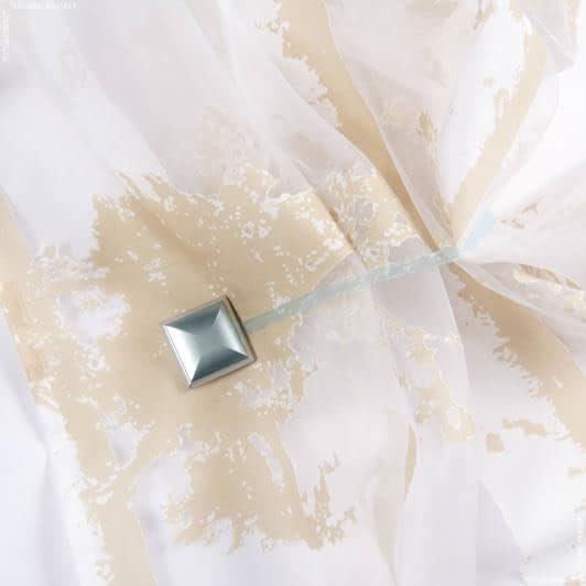 Ткани фурнитура для декора - Магнитный подхват Квадрат на тесьме голубой 35Х35мм.