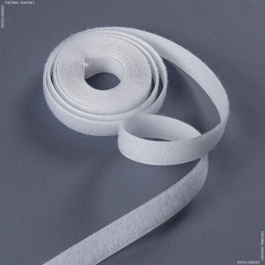 Ткани фурнитура для декора - Липучка Велкро пришивная мягкая часть белая 20мм/25м