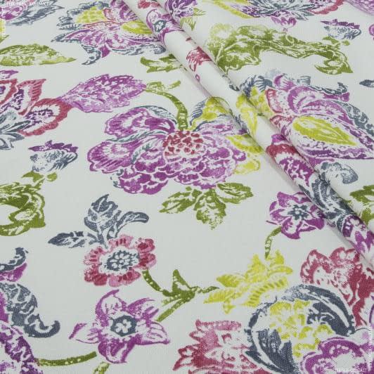 Ткани все ткани - Декоративная ткань панама Индия цветы фуксия,фрез