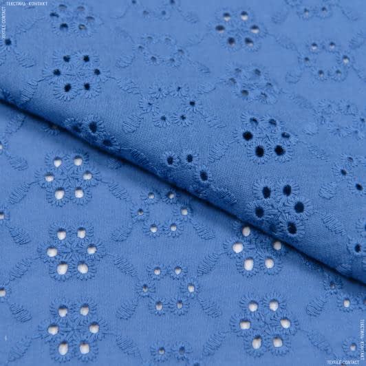 Ткани для блузок - Батист ришелье синий
