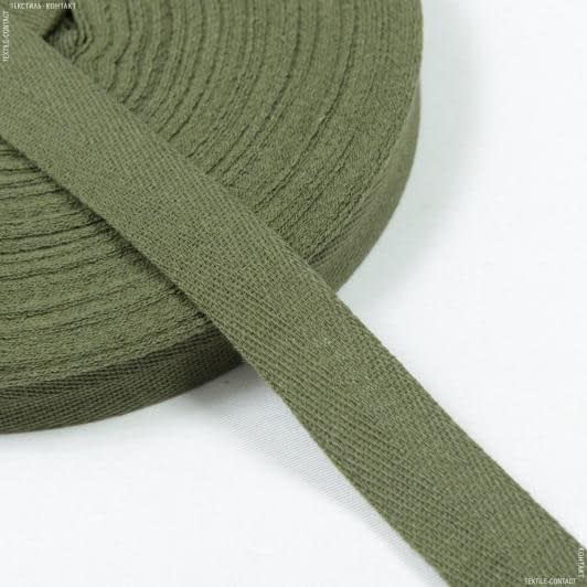 Ткани тесьма - Декоративная киперная лента цвет хаки 25 мм