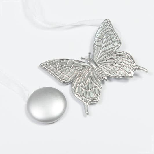 Ткани для декора - Магнитный подхват Бабочка на тесьме серебро блестящее