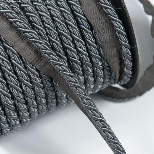 Тканини для декору - Шнур окантувальний Корді колір темно сірий 10 мм